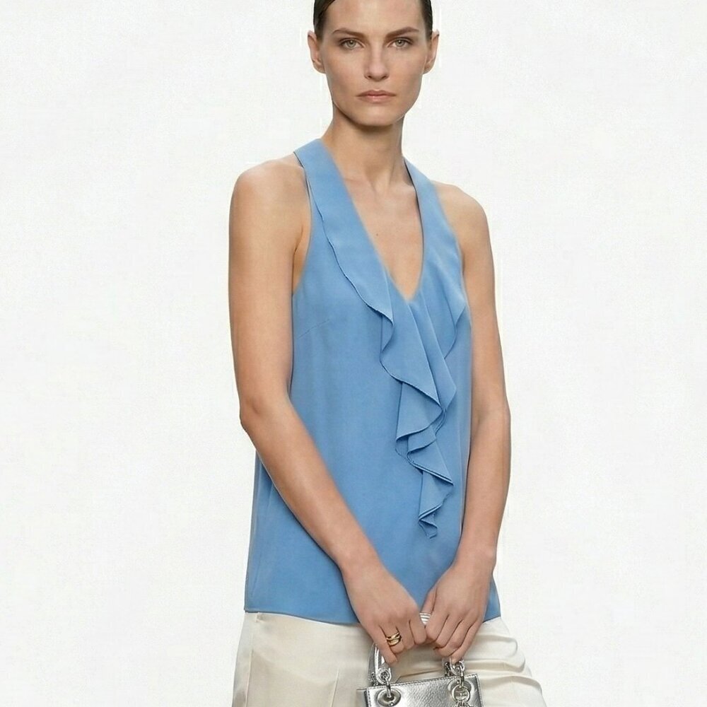 Reiss Blue Ruffle Racerback Tunic Top – Size 6 - Picture 3 of 3